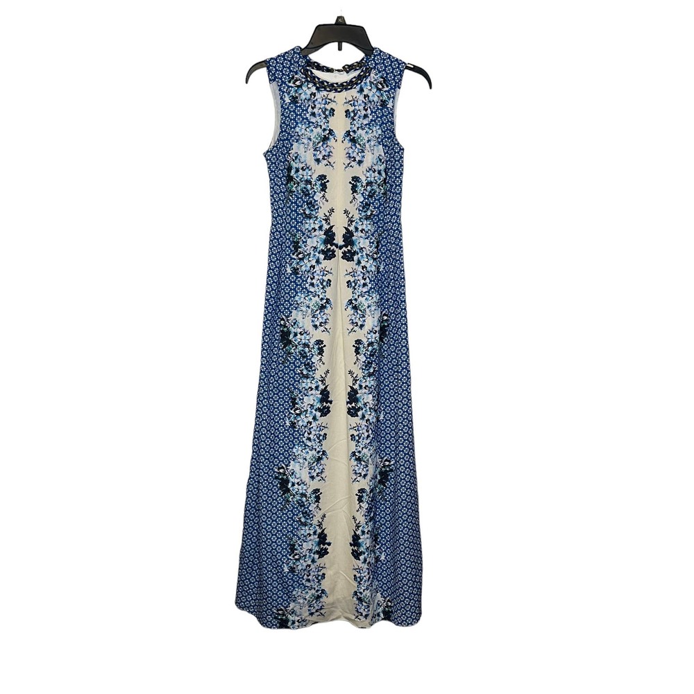 Anthropologie Ranna Gill Women's Maxi Dress Chameli Floral Print Pleated Blue XS